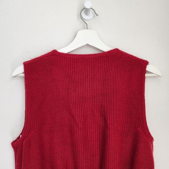 Vintage Red V-Neckline Sleeveless Knit Wrap Top M - Picture 6 of 9